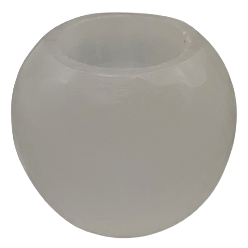 Bougeoir Sélénite Rond Poli 8cm