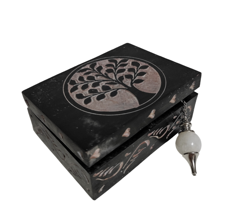 Boîte à Bijoux Pierre Rectangle Arbre de Vie 10cm