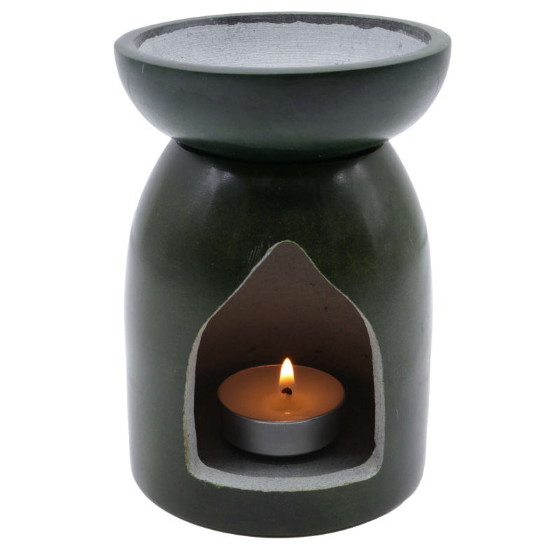 Brûleur Huile Pierre Ajouré Noir 13cm
