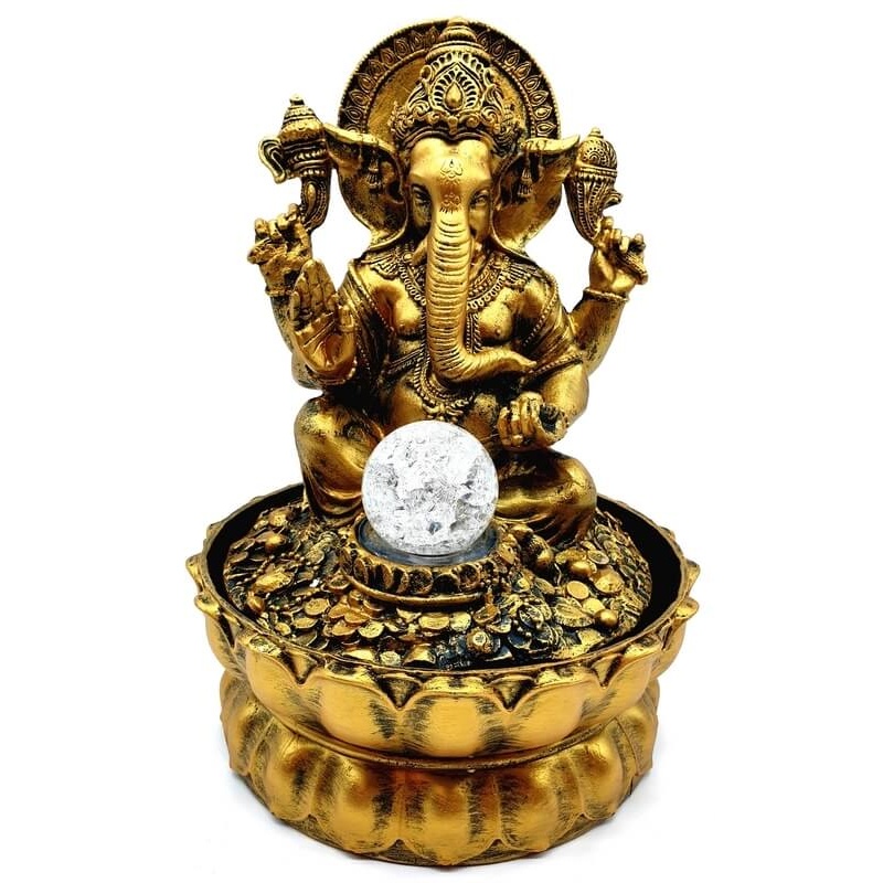 Fontaine Résine Ganesh Doré 30cm