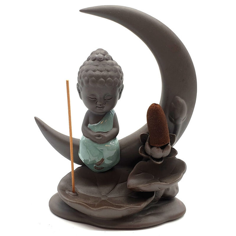 Porte-Encens Backflow Bouddha Lune 17cm